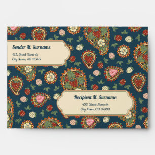 Enveloppe à motif cachemire fraise