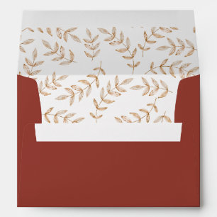Enveloppe à motif de feuille aquarelle d'automne