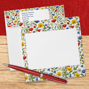 Enveloppe à motif de fleurs sauvages colorées