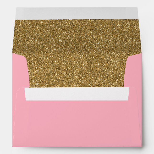 Enveloppe à Parties scintillant rose et or (Dos (Bas))