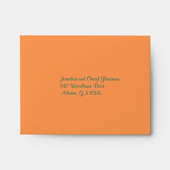 Enveloppe à points Polka orange et vert pour carte (Devant)