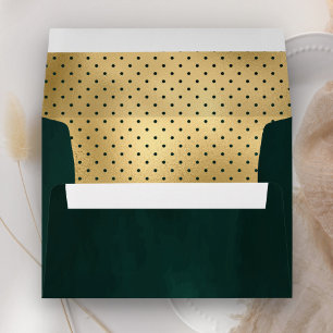 Enveloppe à pois en feuille d'or fausse verte émer