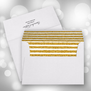 Enveloppe à rayures pailletées or faux blanc 5 x 7