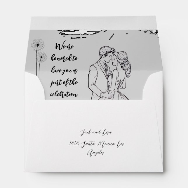 Enveloppe A simple wedding envelope with a touch of luxury (Dos (Bas))
