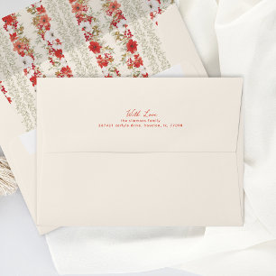 Enveloppe abondance de noël élégant rouge préadressé