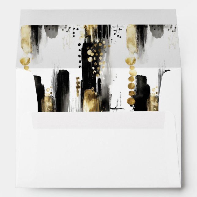 Enveloppe Abstract Chic Modern Black and Gold Bow Party (Dos (Bas))