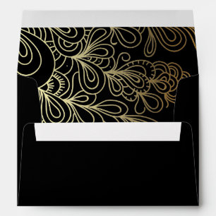 Enveloppe Abstrait Artistic Gold Line Doodles d'art sur Blac