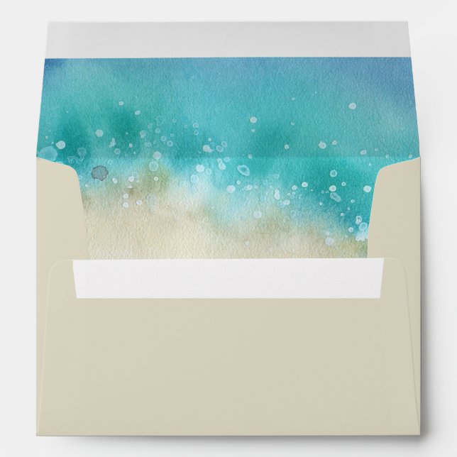 Enveloppe *~* Abstrait Beach Sand Aqua Ocean Watercolor (Dos (Bas))