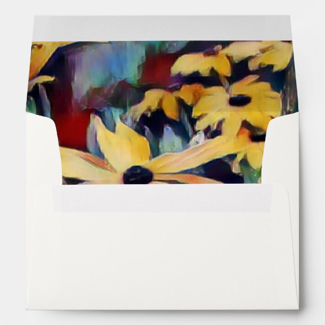 Enveloppe Abstrait Fleurs de marguerite jaune Mariage floral (Dos (Bas))