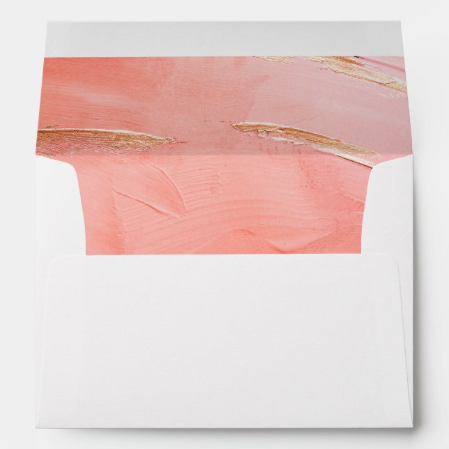 Enveloppe Abstrait Peach Gold Modern Elegance Mariage (Dos (Bas))