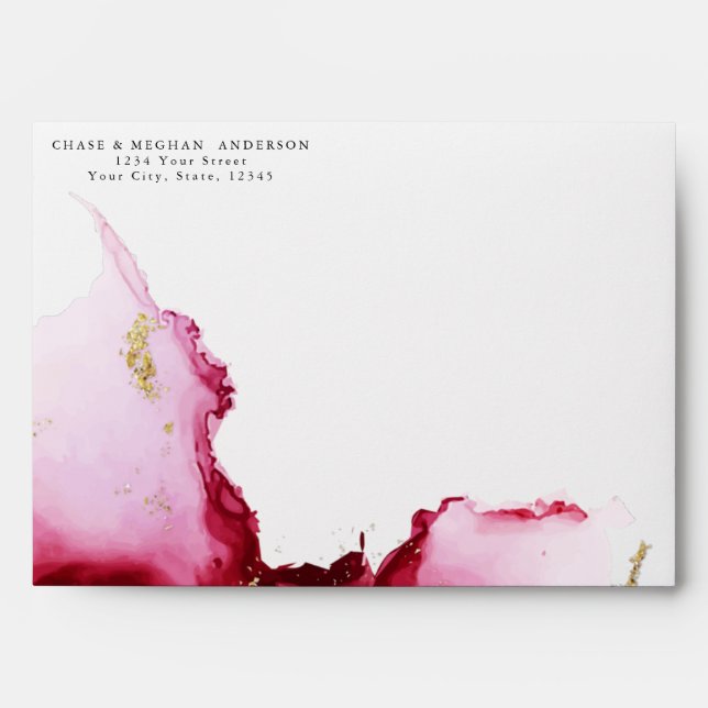 Enveloppe Abstraite Rose Écarlate Moderne (Devant)