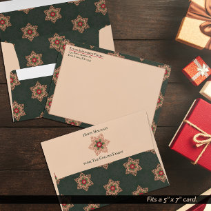Enveloppe Accents Motifs verts Holly Star Christmas