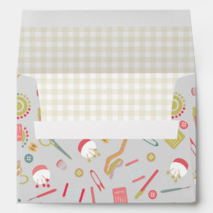 Enveloppe Accessoires de couture Love gris gingham