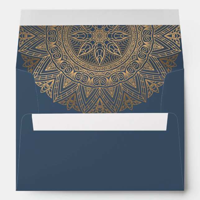 ENVELOPPE ACIER GRAY OR CLASSIQUE ORNATE MANDALA MARIAGE (Dos (Bas))