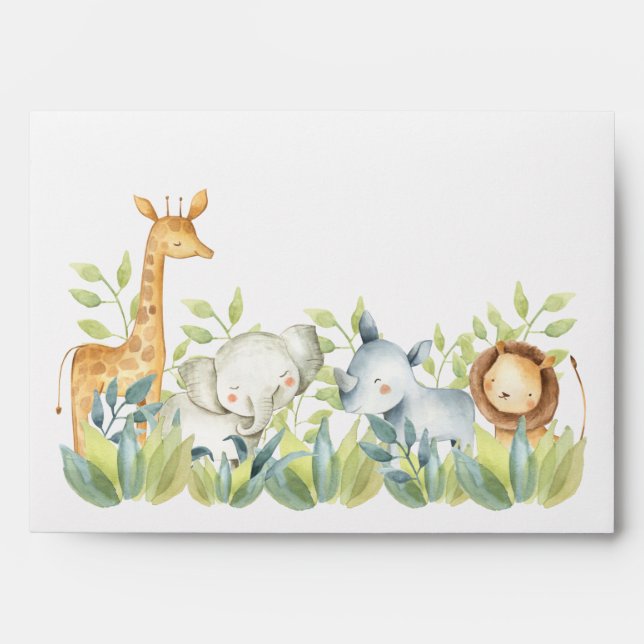 Enveloppe adorable de baby shower d'animaux de (Devant)