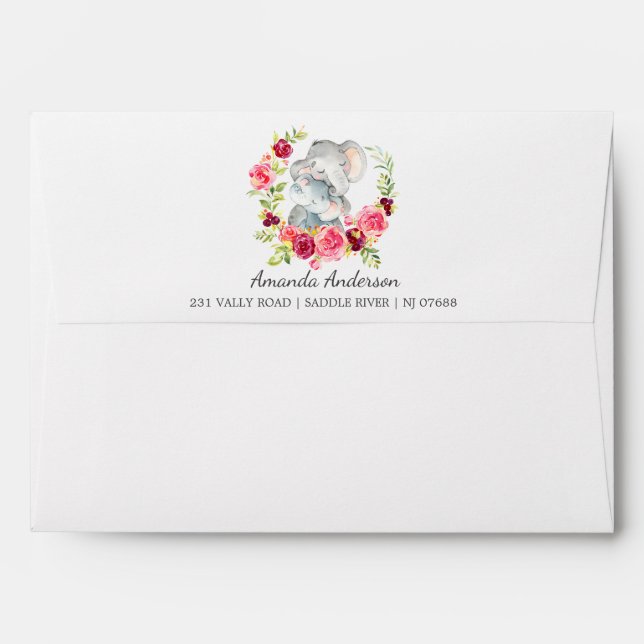 Enveloppe adorable de baby shower de fille (Dos (Haut rabat))