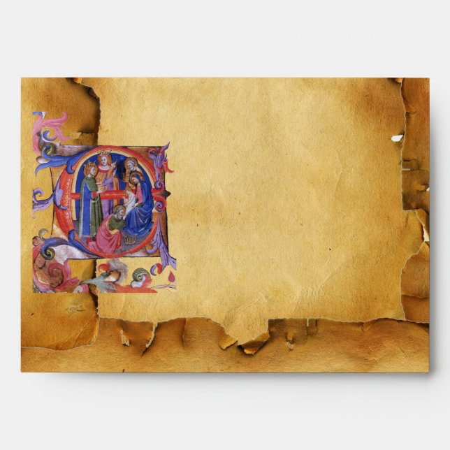 ENVELOPPE ADORATION DE MAGI CHRISTMAS PARCHMENT SCEAU DE CIR (Devant)