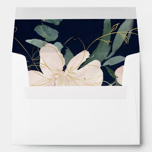 ENVELOPPE ADRESSE COULEUR D'EAU DOUCE BLUSH GOLD FLORAL WREA (Dos (Bas))