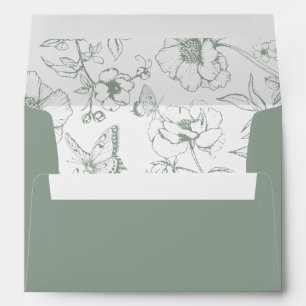 Enveloppe Adresse de mariage élégante de jardin floral vert