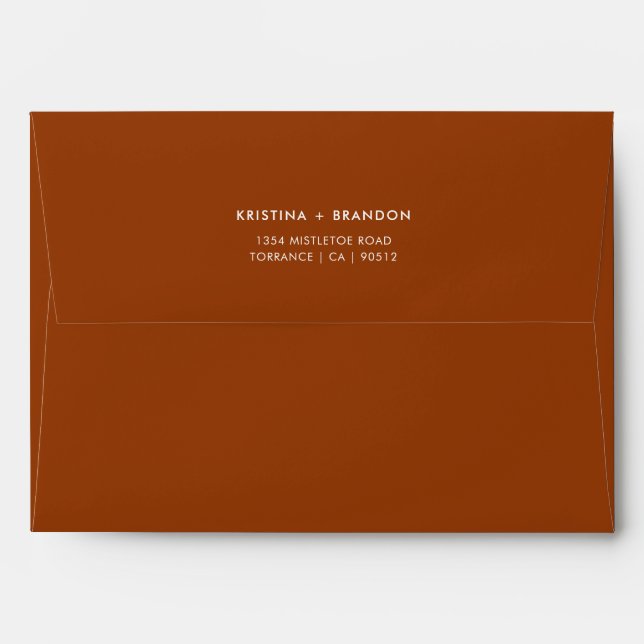 Enveloppe Adresse de mariage en terre cuite automne orange b (Dos (Haut rabat))