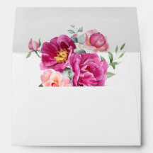 Adresse de mariage florale rose vibrante élégante 