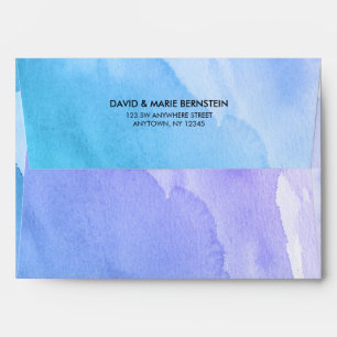 Enveloppe Adresse de retour A7 d'aquarelle turquoise pourpre