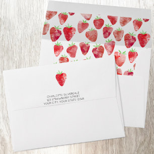 Enveloppe Adresse de retour aquarelle fraise