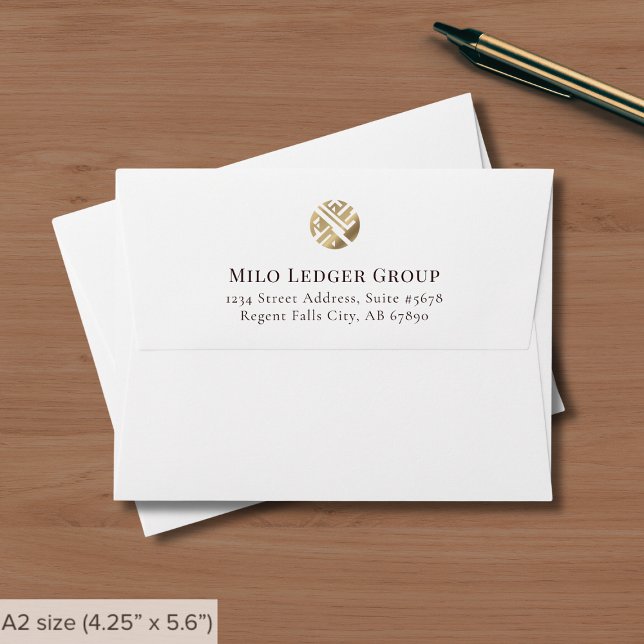 Enveloppe Adresse de retour avec la carte Gold Logo Note (Créateur téléchargé)