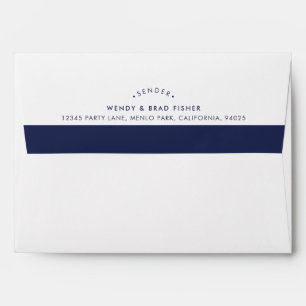 Enveloppe ADRESSE DE RETOUR bande bleu marine foncé moderne