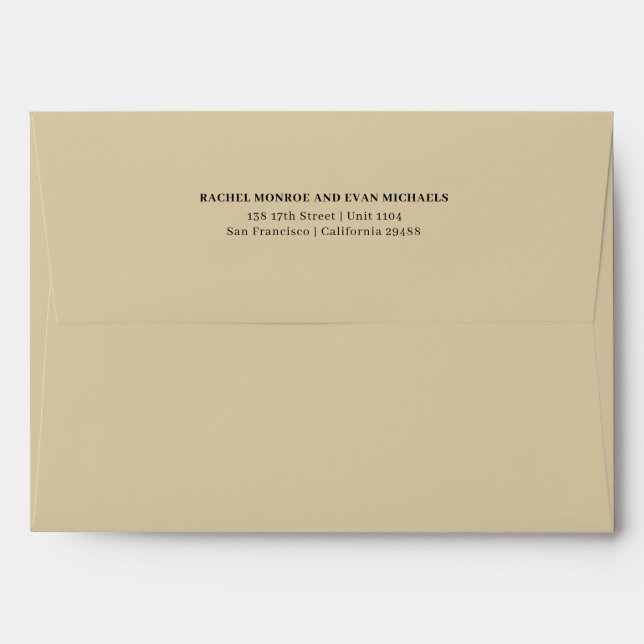 Enveloppe Adresse de retour Beige Elegant intemporel (Dos (Haut rabat))