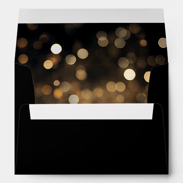 Enveloppe Adresse de retour Black Gold Bokeh (Dos (Bas))