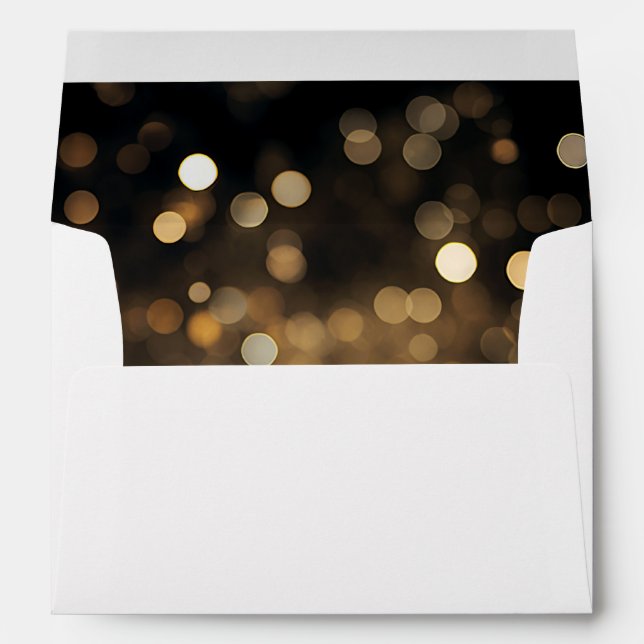 Enveloppe Adresse de retour Black Gold Bokeh (Dos (Bas))