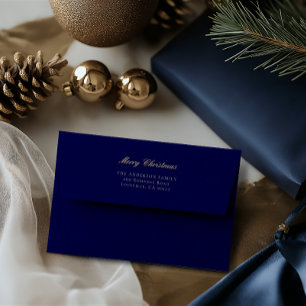 Enveloppe Adresse de Retour Bleu Élégant Joyeux Noël
