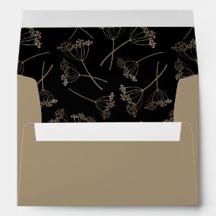 Enveloppe Adresse de retour botanique moderne Black & Gold