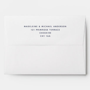 Enveloppe Adresse de retour classique simple blanc et bleu