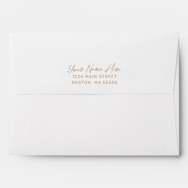 Enveloppe Adresse de retour dans Gold Lined with Pink Agate (Dos (Haut rabat))
