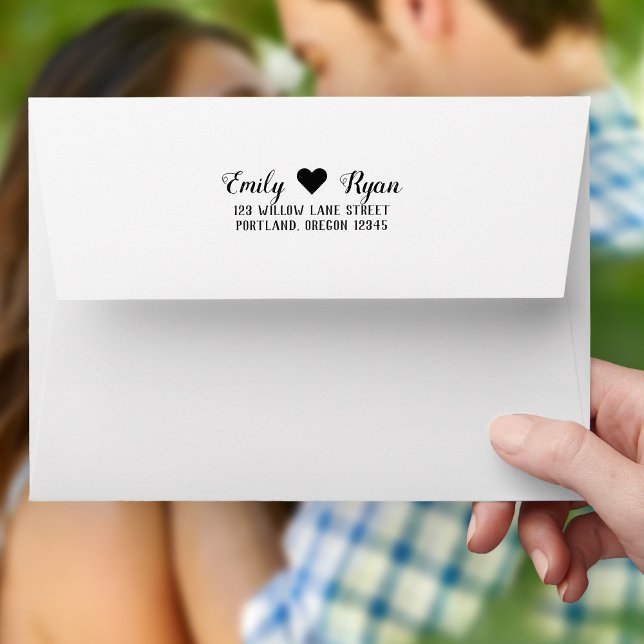 Enveloppe Adresse de retour de couple de cœur de script élég (Créateur téléchargé)