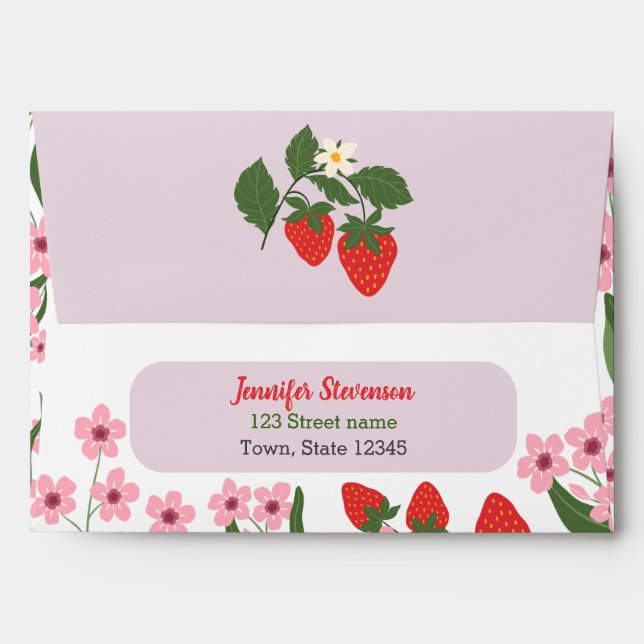 Enveloppe Adresse de retour de fraise (Dos (Haut rabat))