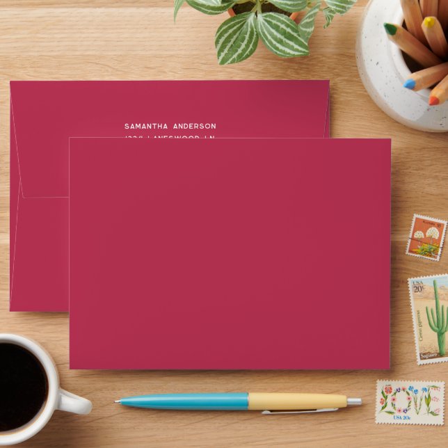 Enveloppe Adresse de retour de Magenta Rose minima Bold (Desk)