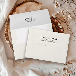 Enveloppe Adresse de Retour de Mariage à Cœur Monogramme Mod