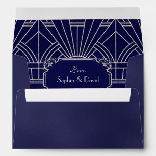 Enveloppe Adresse de Retour de Mariage Art Déco Glamour Arge