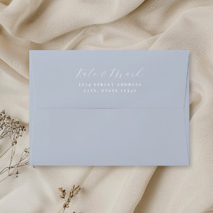 Enveloppe Adresse de Retour de Mariage Bleu Poussiéreux Doux