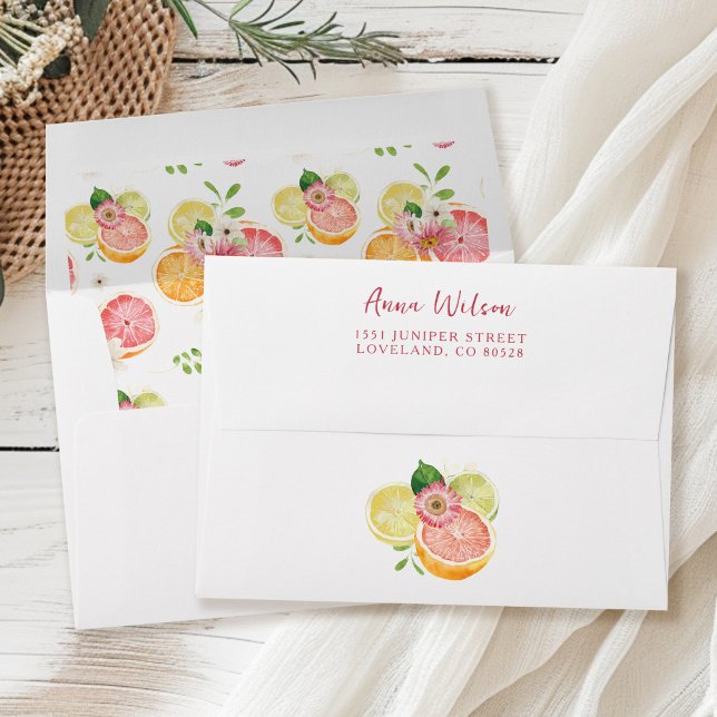Enveloppe Adresse de Retour de Mariage Citron Main Squeeze (Créateur téléchargé)