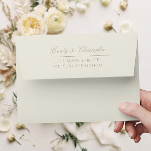Enveloppe Adresse de Retour de Mariage Élégante en Ivoire