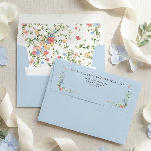 Enveloppe Adresse de Retour de Mariage Élégante Fleur Sauvag