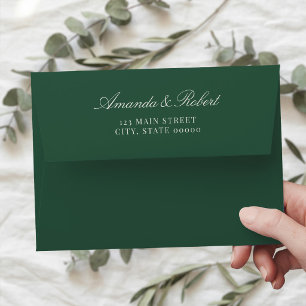 Enveloppe Adresse de Retour de Mariage Élégante Verte