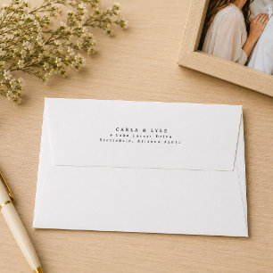 Enveloppe Adresse de retour de mariage moderne blanche