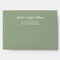 Adresse de retour de mariage simple blanc de vert