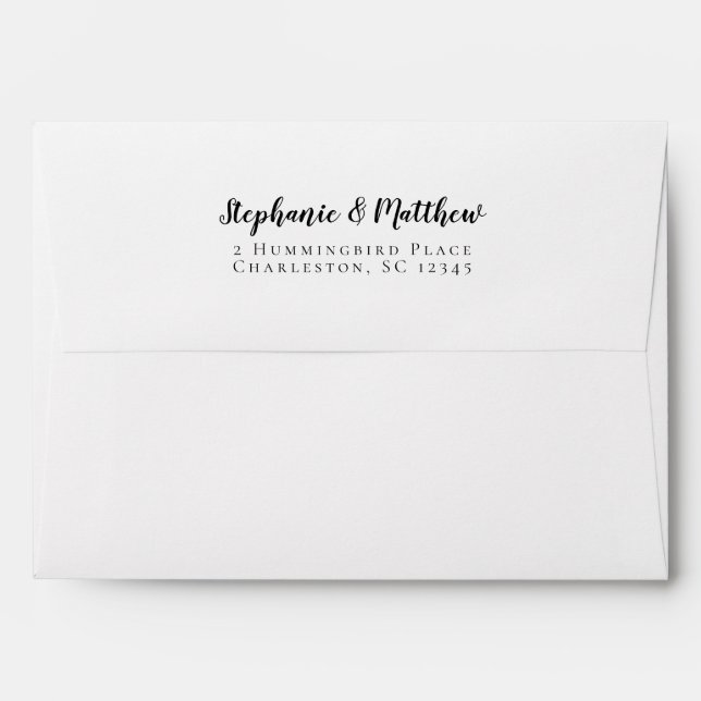 Enveloppe Adresse de Retour de Mariage Simple Noir & Blanc (Dos (Haut rabat))