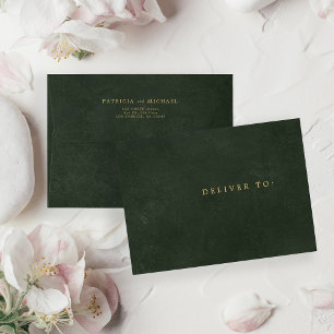 Enveloppe Adresse de retour de mariage simple or vert